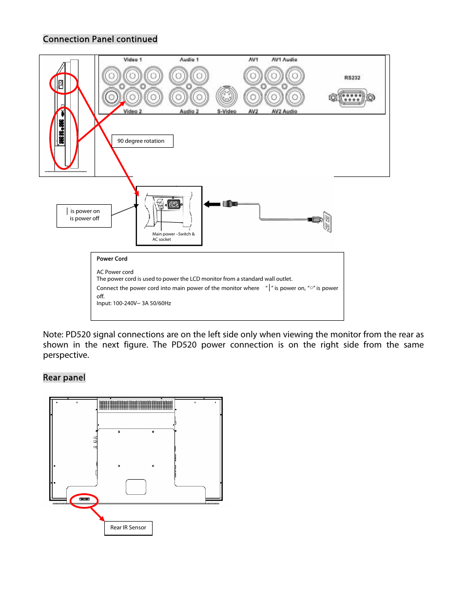 Connection panel continued | Planar PD370 User Manual | Page 10 / 26