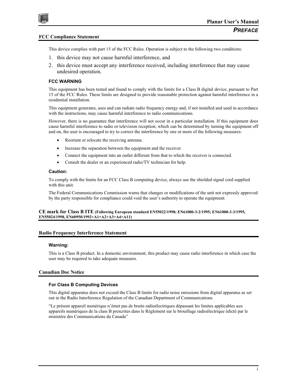 Planar CT1905S User Manual | Page 3 / 18