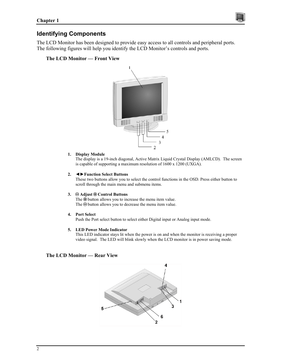 Identifying components | Planar CT1905S User Manual | Page 8 / 18