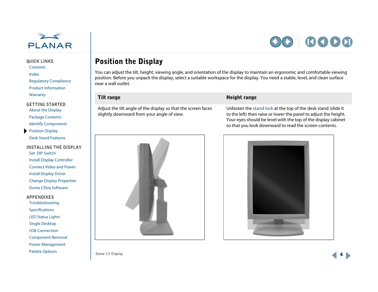 Position the display, Position display | Planar C3 User Manual | Page 14 / 45