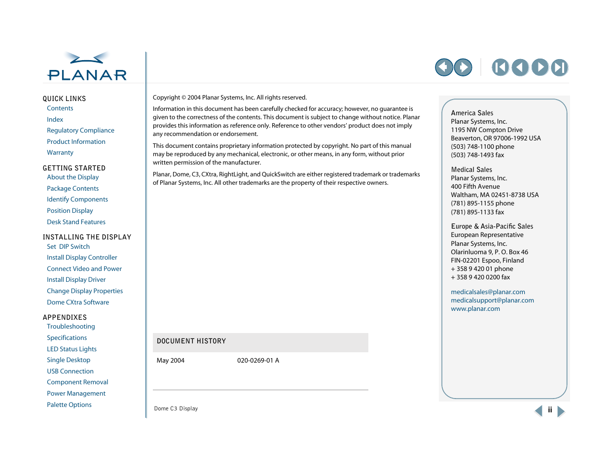 Planar C3 User Manual | Page 2 / 45