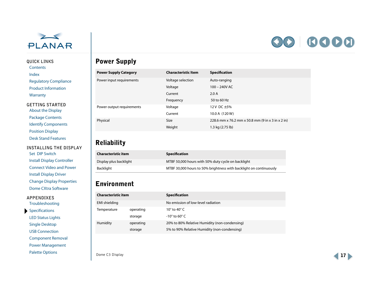 Power supply, Reliability, Environment | Power supply reliability environment | Planar C3 User Manual | Page 27 / 45