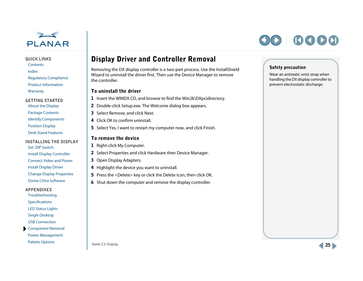 Display driver and controller removal, Component removal | Planar C3 User Manual | Page 35 / 45