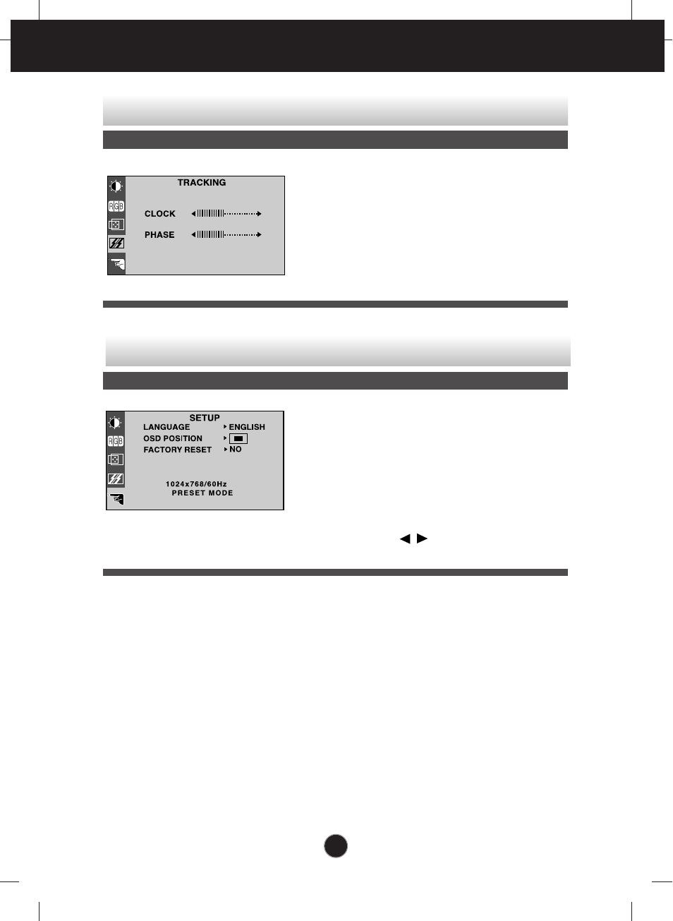 To improve the clarity and stability of the screen, On screen display(osd) selection and adjustment | Planar PQ150 User Manual | Page 11 / 16