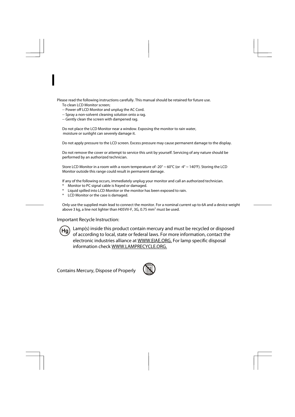 Important safety instructions | Planar PX2211MW User Manual | Page 4 / 19