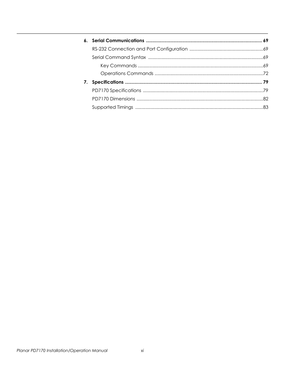 Prel imina ry | Planar PD7170 User Manual | Page 11 / 100