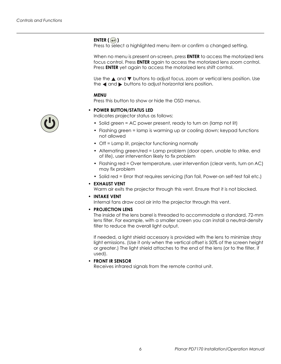 Prel imina ry | Planar PD7170 User Manual | Page 20 / 100