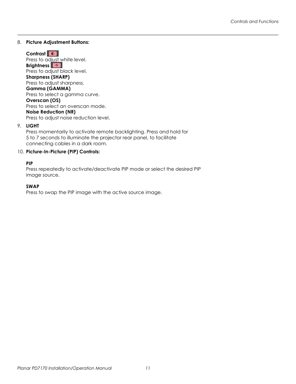 Prel imina ry | Planar PD7170 User Manual | Page 25 / 100
