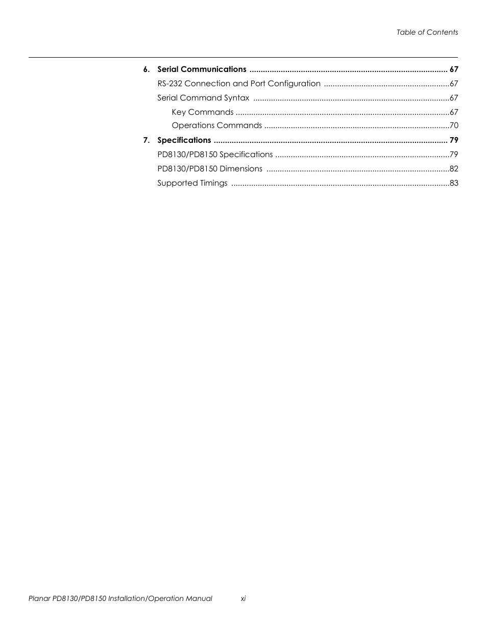 Prel imina ry | Planar PD8130 User Manual | Page 11 / 100