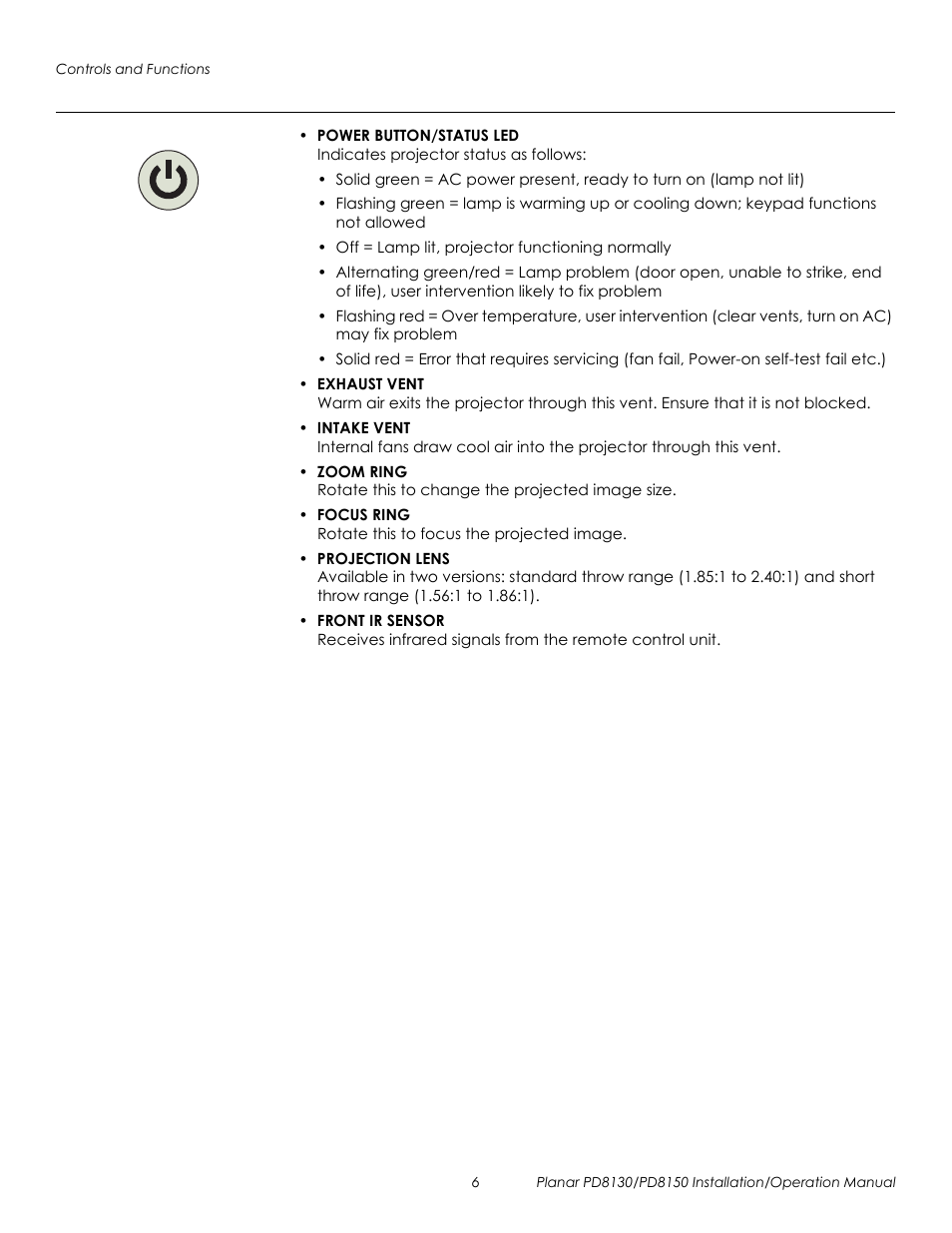 Prel imina ry | Planar PD8130 User Manual | Page 20 / 100