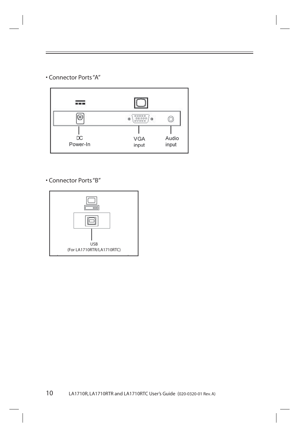 Connector ports “a” • connector ports “b | Planar LA1710R User Manual | Page 10 / 29