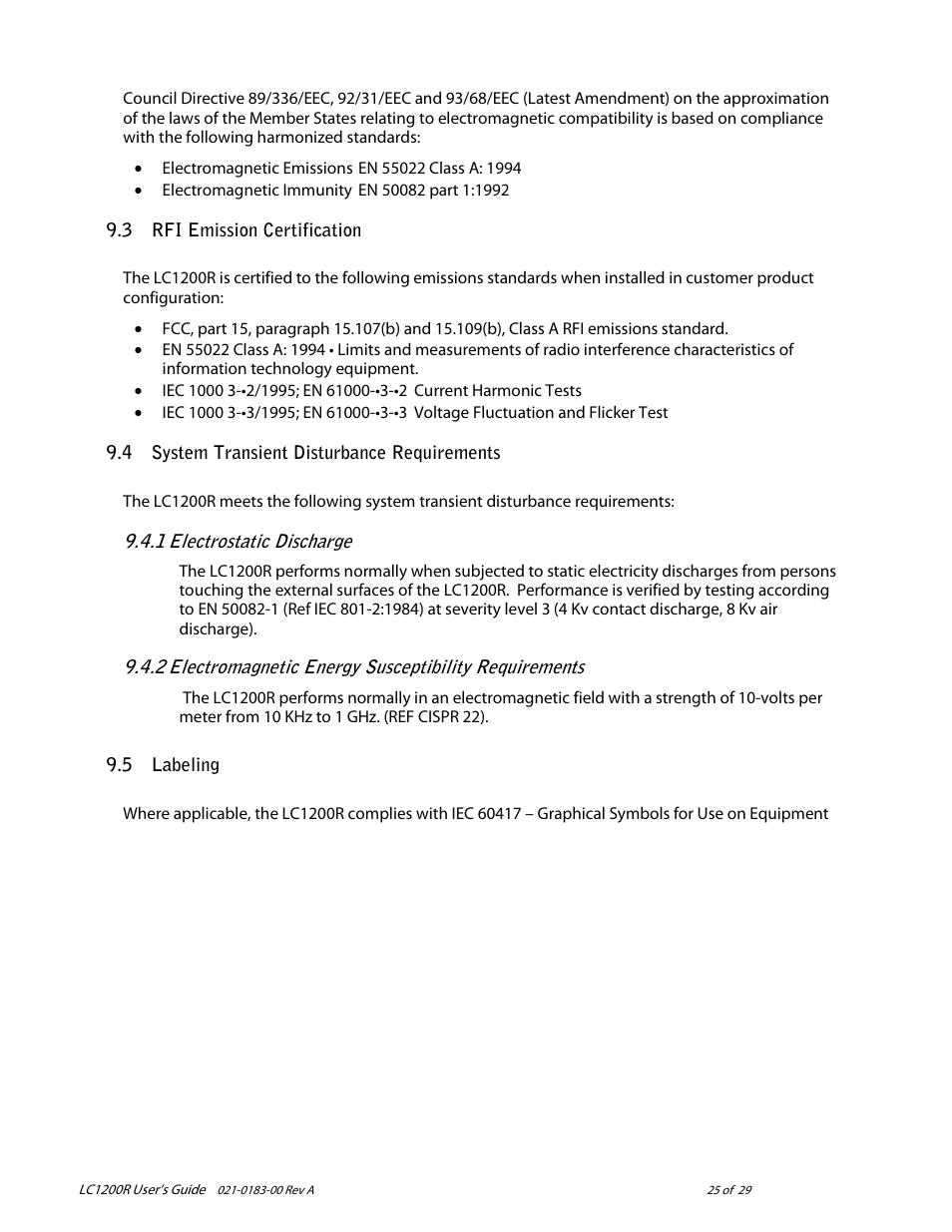 Planar LC1200R User Manual | Page 25 / 29