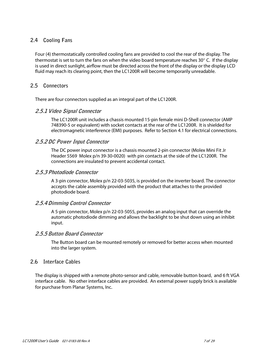 Planar LC1200R User Manual | Page 7 / 29