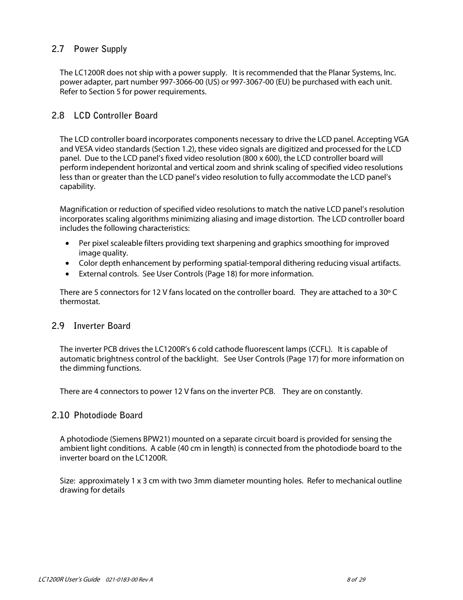 Planar LC1200R User Manual | Page 8 / 29