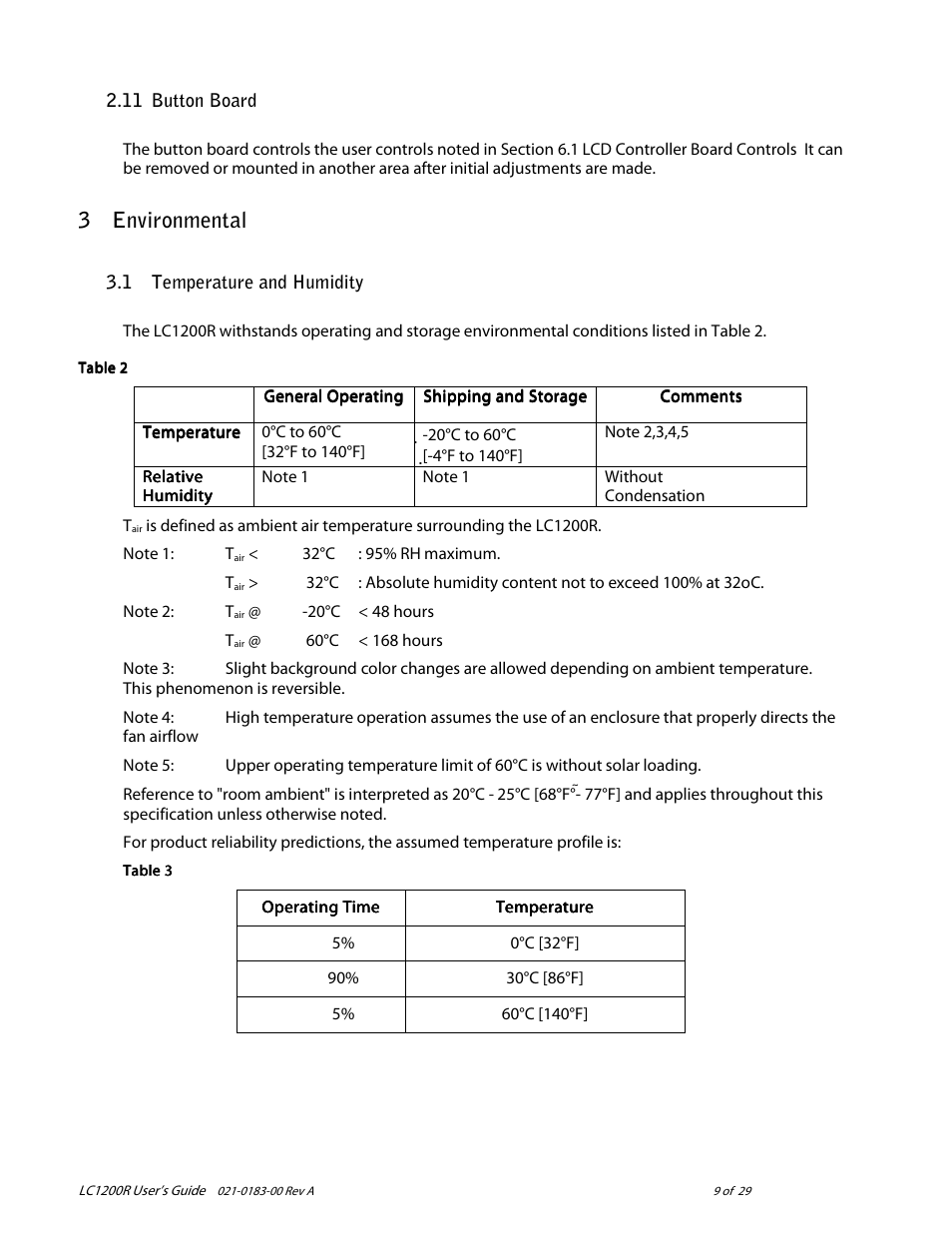 Environmental, 3environmental | Planar LC1200R User Manual | Page 9 / 29