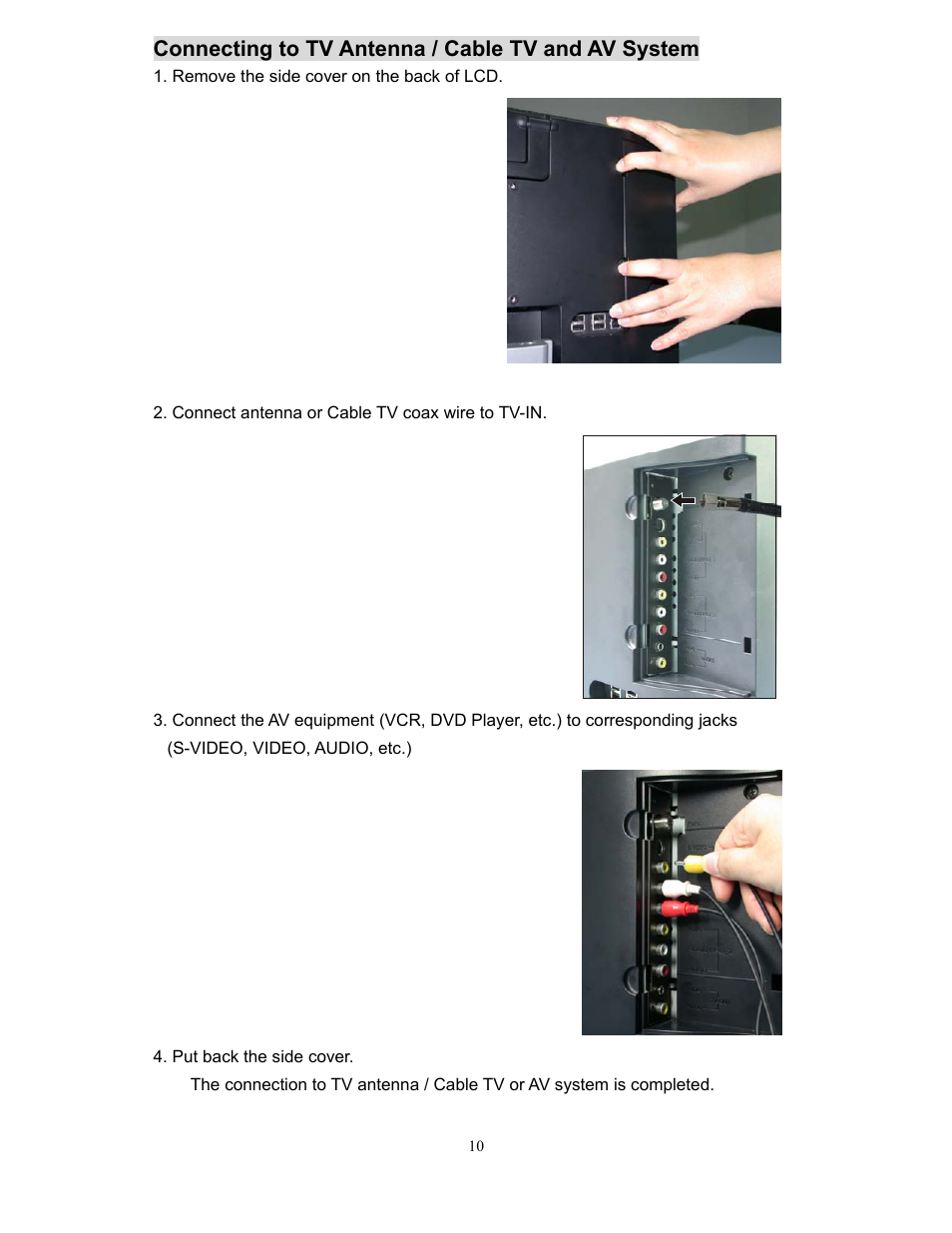 Connecting to tv antenna / cable tv and av system | Planar XP17WSA User Manual | Page 11 / 31