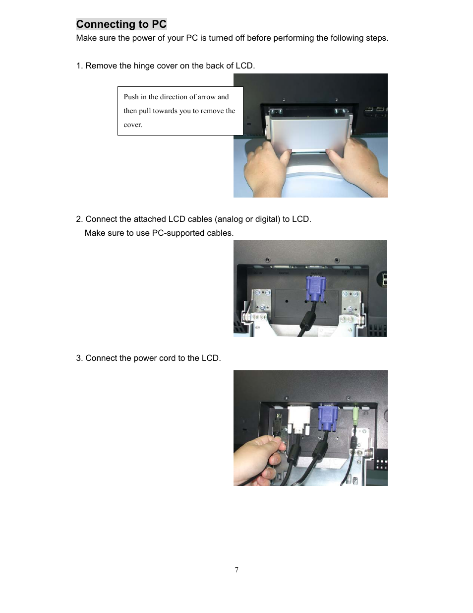 Connecting to pc | Planar XP17WSA User Manual | Page 8 / 31