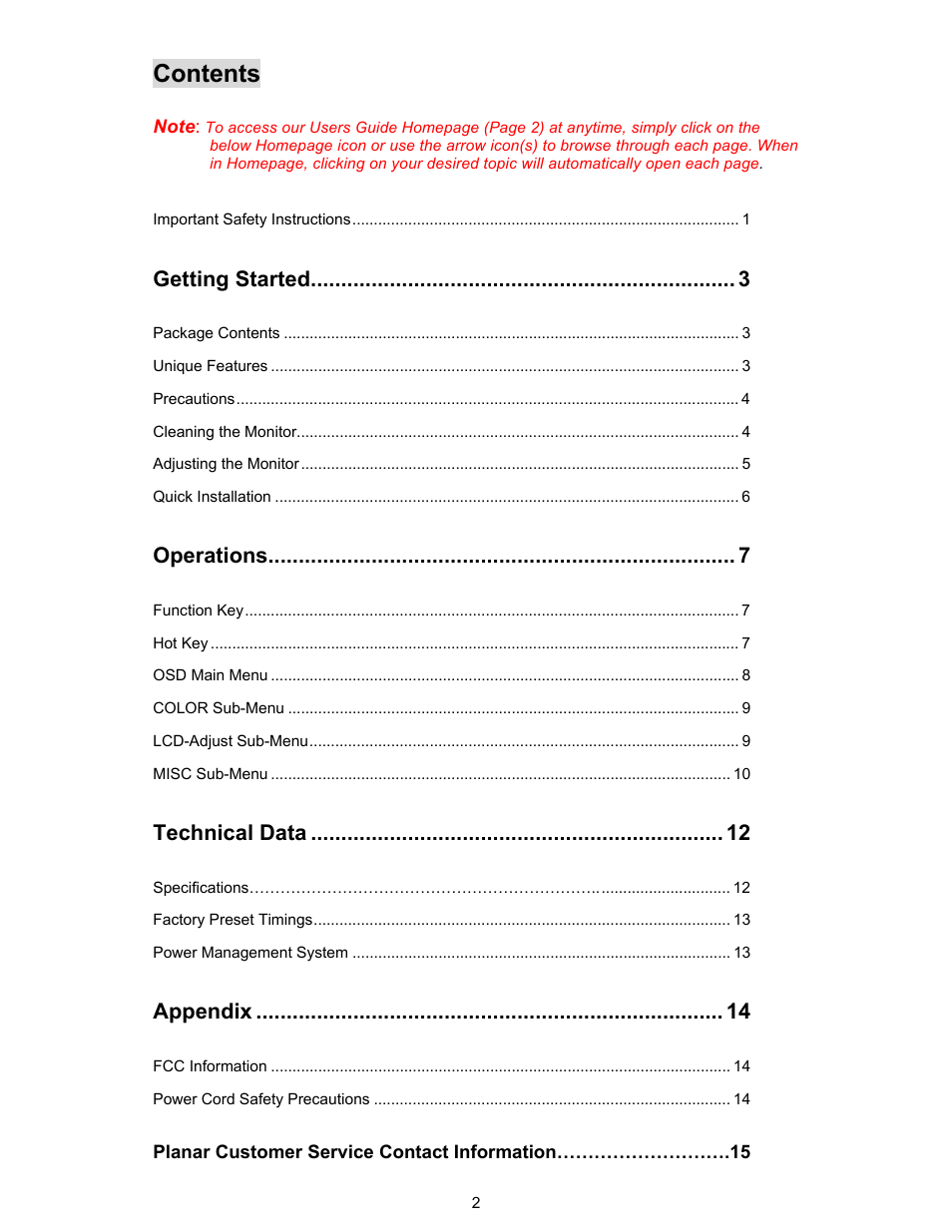 Planar PL190M User Manual | Page 3 / 17