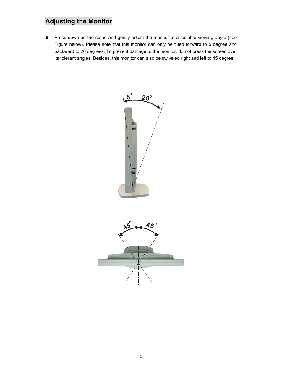 Adjusting the monitor | Planar PL190M User Manual | Page 6 / 17