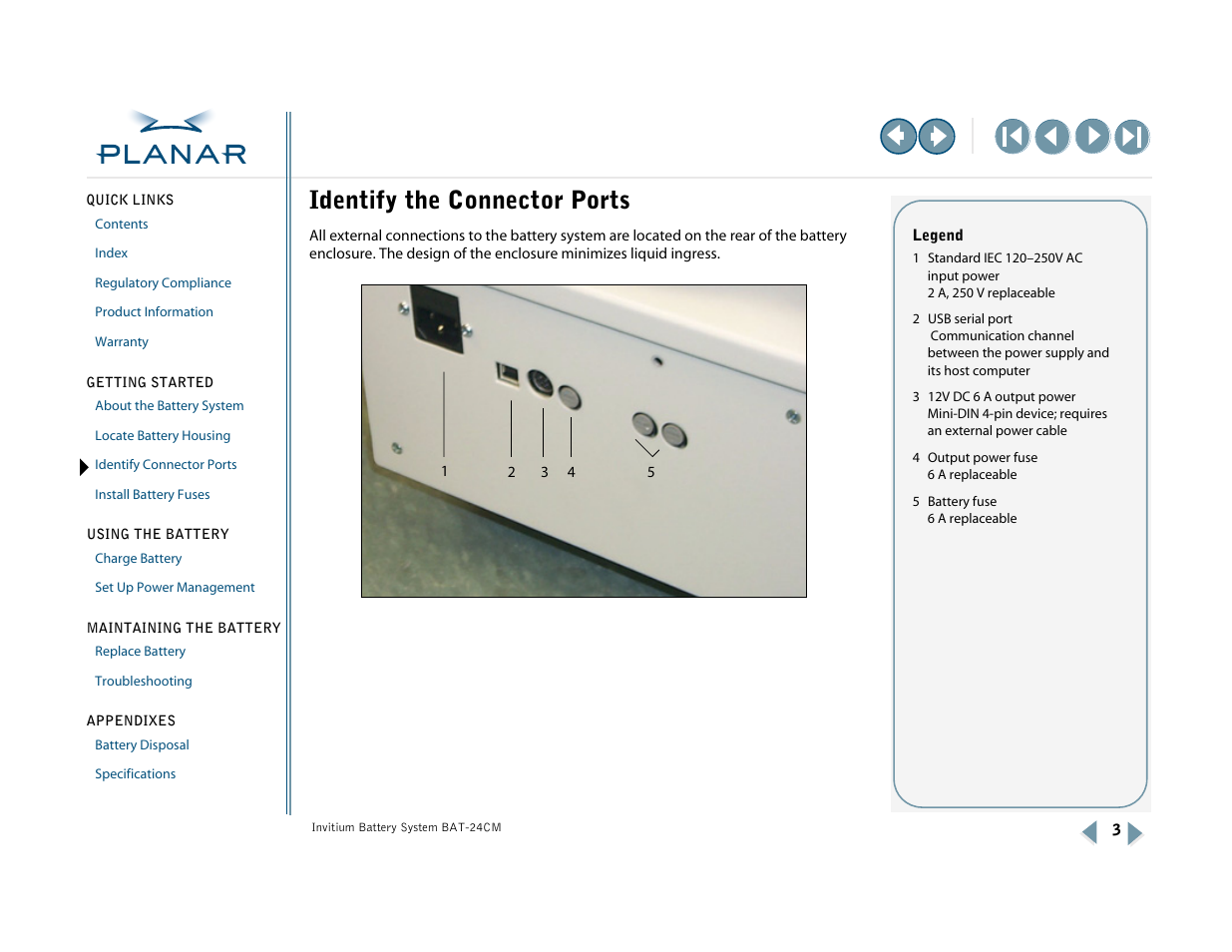 Identify the connector ports, Identify connector ports | Planar BAT-24CM User Manual | Page 8 / 32