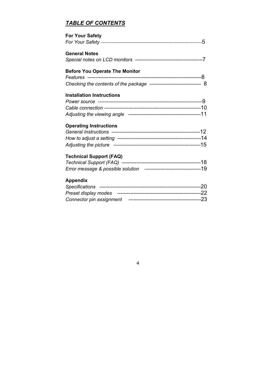 Planar PL1900 User Manual | Page 4 / 24