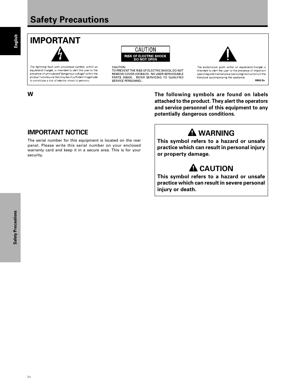 Safety precautions, Warning, Caution | Planar PDP 43P User Manual | Page 4 / 43