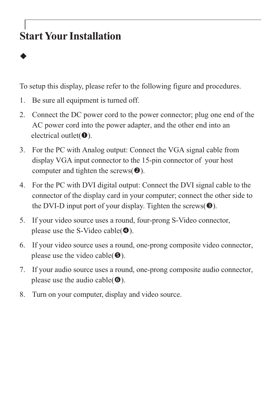 Start your installation | Planar PX23MW User Manual | Page 12 / 24