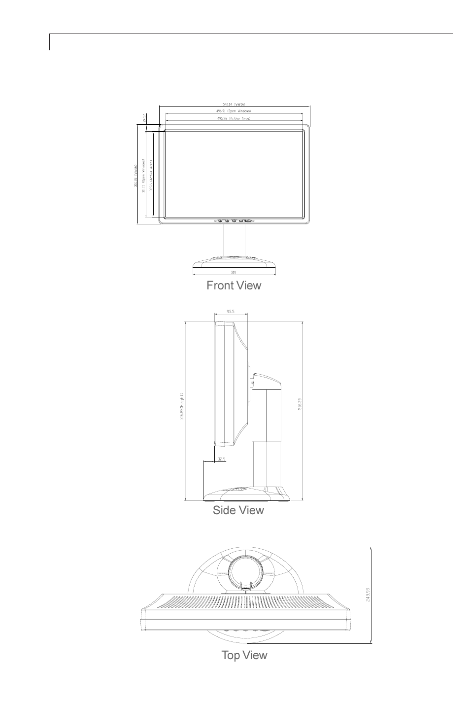 Product dimensions | Planar PX23MW User Manual | Page 20 / 24