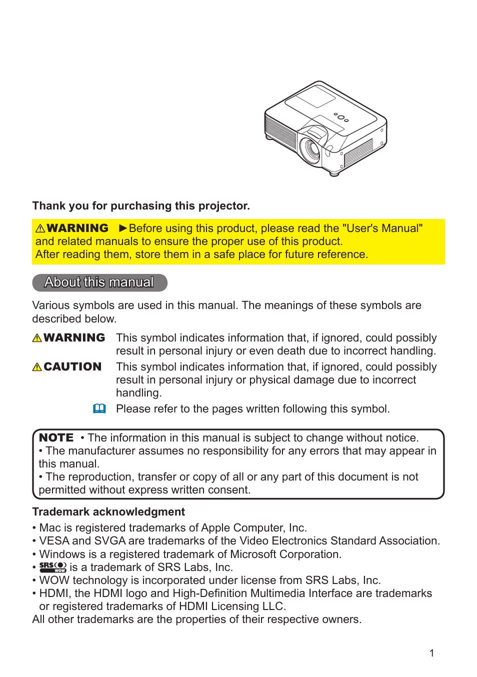 About this manual | Planar PR Line PR9020 User Manual | Page 3 / 76