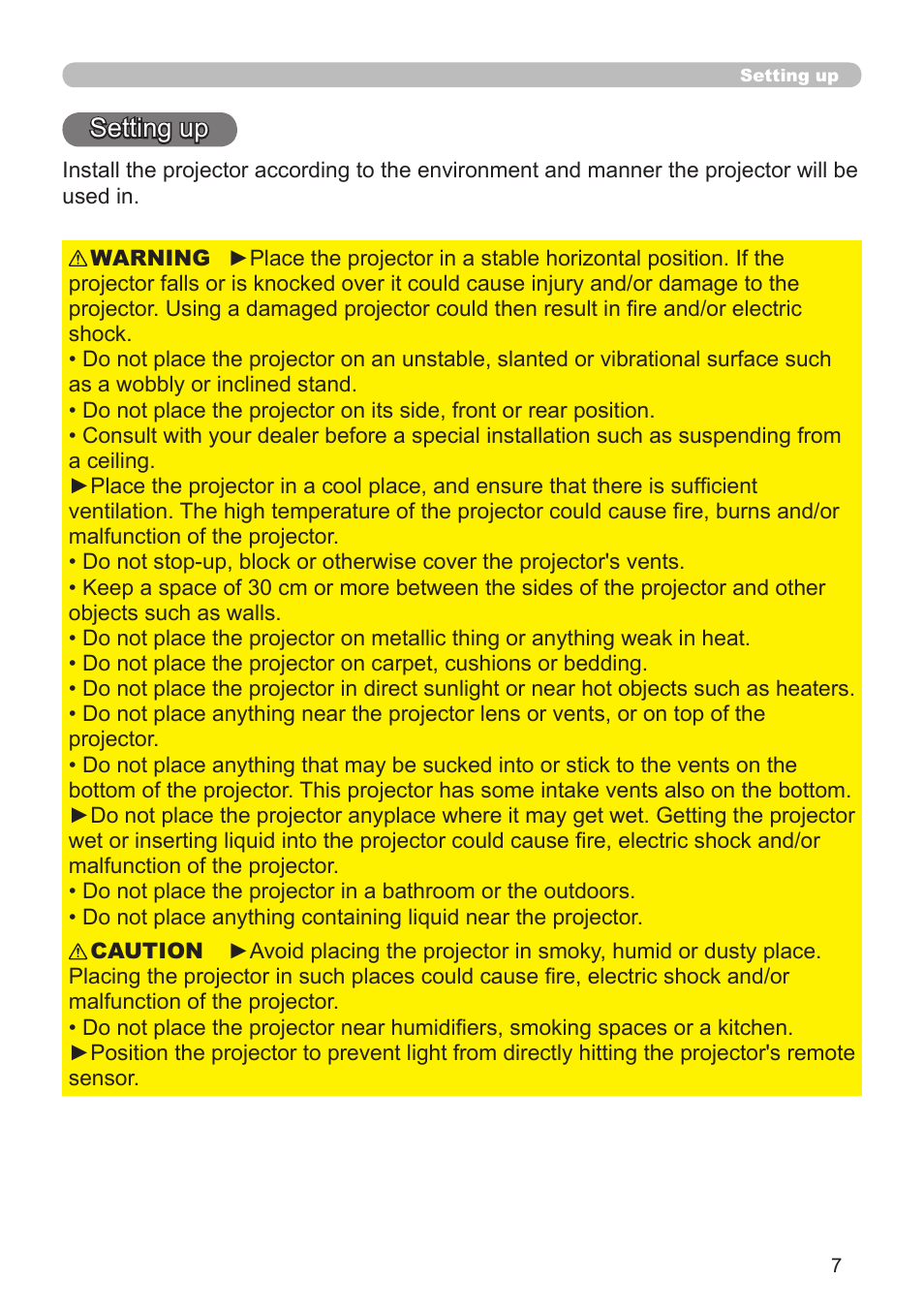 Setting up | Planar PR Line PR9020 User Manual | Page 9 / 76