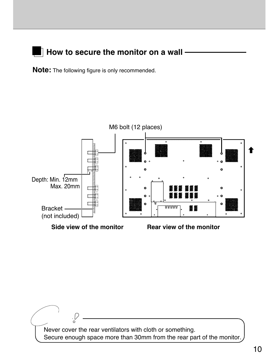 Caution, 10 how to secure the monitor on a wall | Planar 40" User Manual | Page 11 / 60