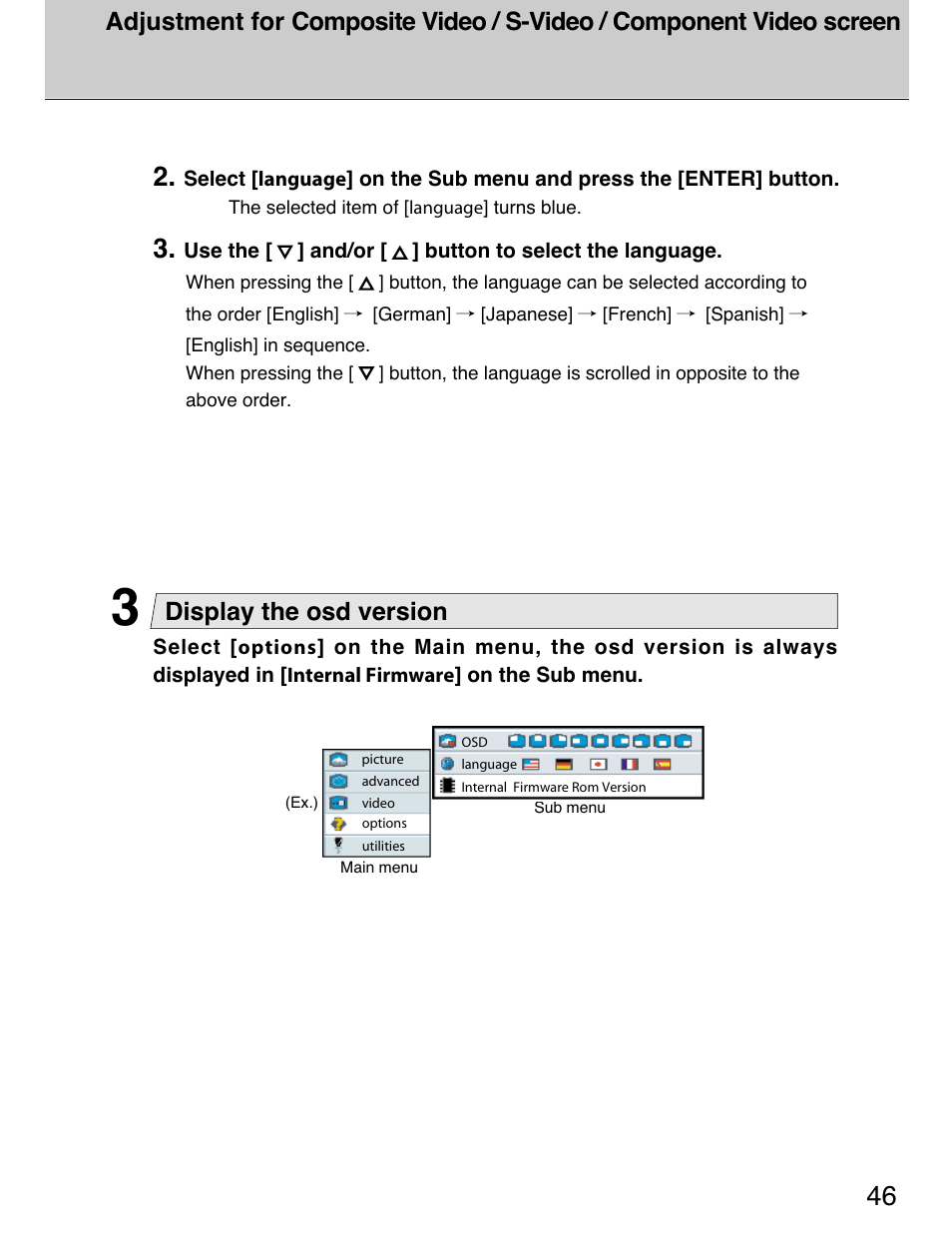 Display the osd version | Planar 40" User Manual | Page 47 / 60