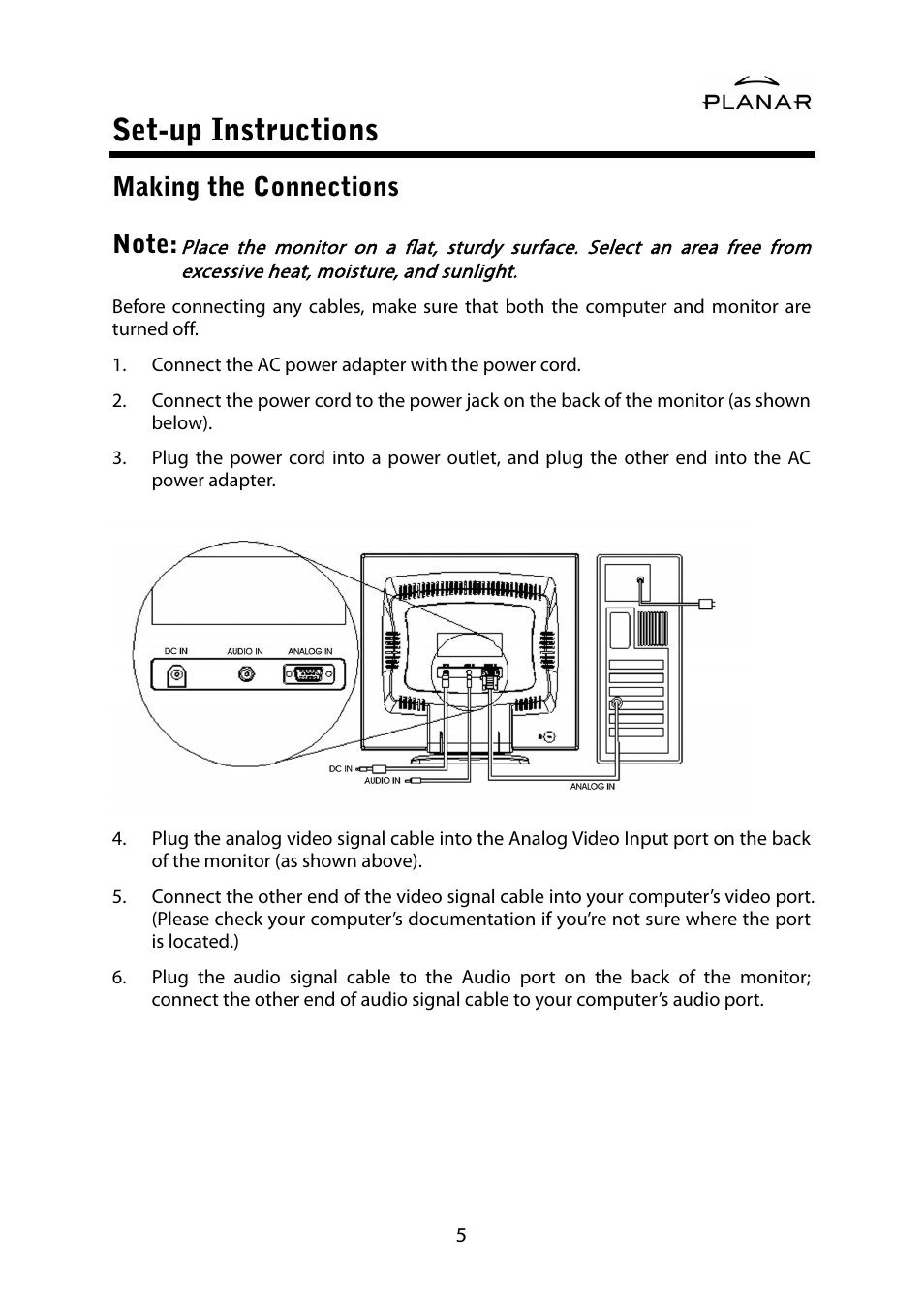 Set-up instructions | Planar PL1500M User Manual | Page 8 / 28