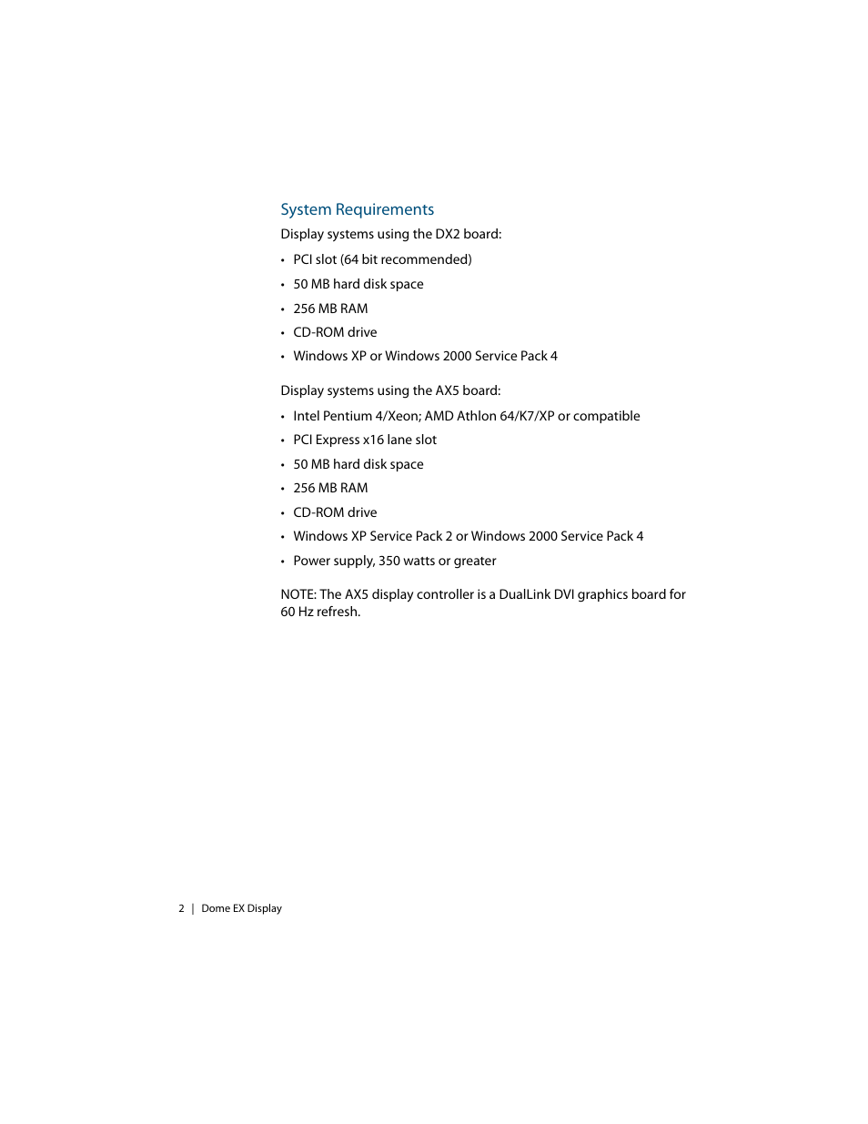 System requirements | Planar Dome EX User Manual | Page 12 / 60