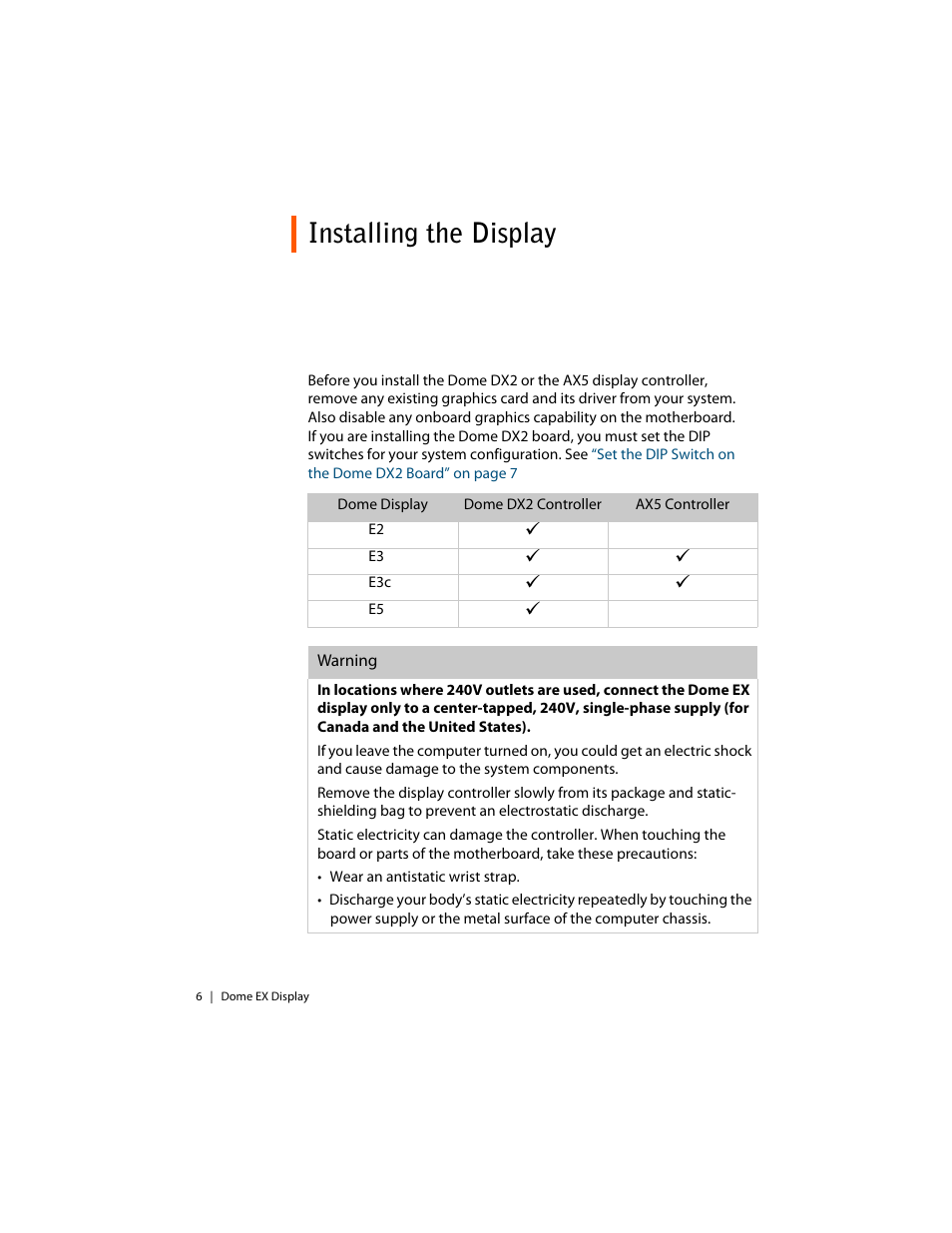 Installing the display | Planar Dome EX User Manual | Page 16 / 60