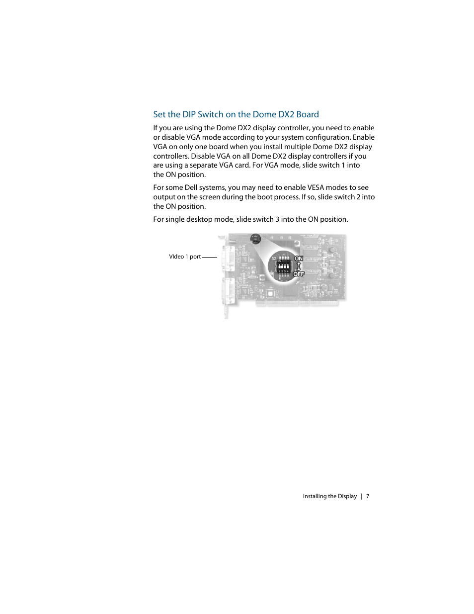 Set the dip switch on the dome dx2 board | Planar Dome EX User Manual | Page 17 / 60