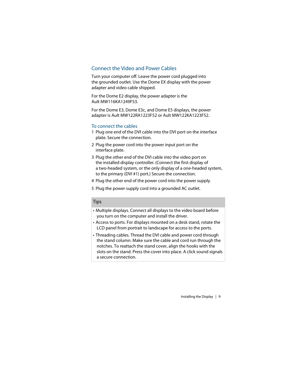 Connect the video and power cables | Planar Dome EX User Manual | Page 19 / 60