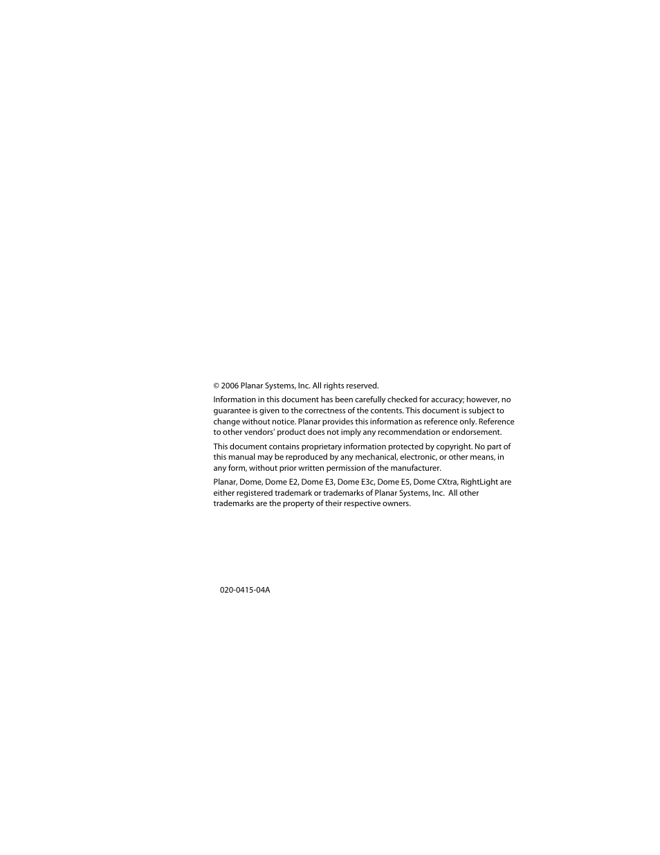 Planar Dome EX User Manual | Page 2 / 60