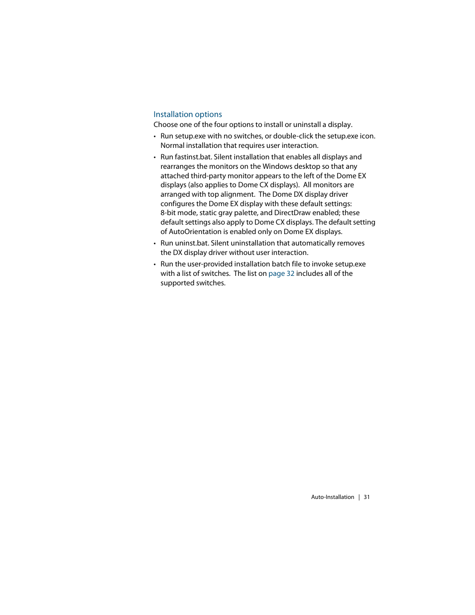 Installation options | Planar Dome EX User Manual | Page 41 / 60