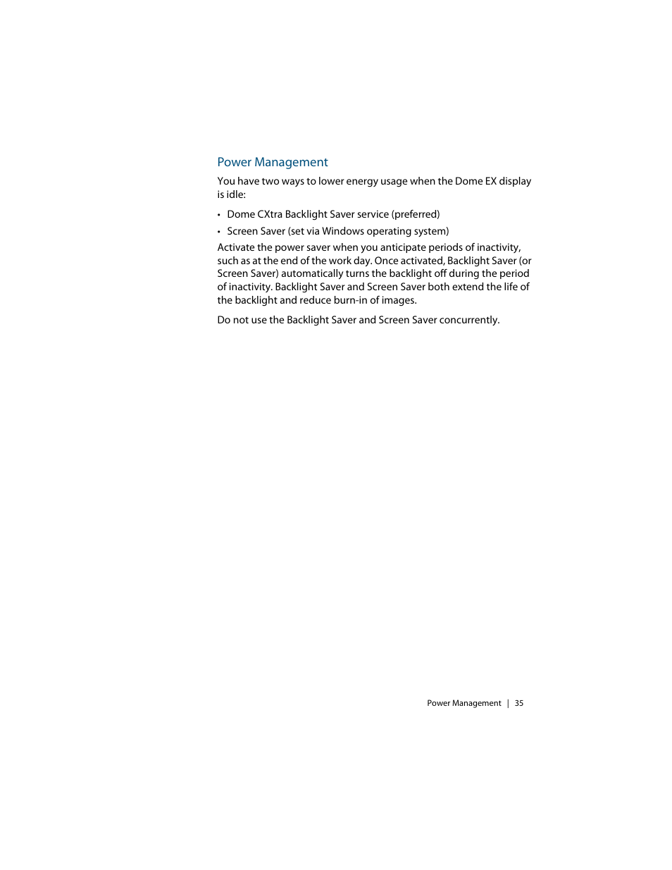 Power management | Planar Dome EX User Manual | Page 45 / 60