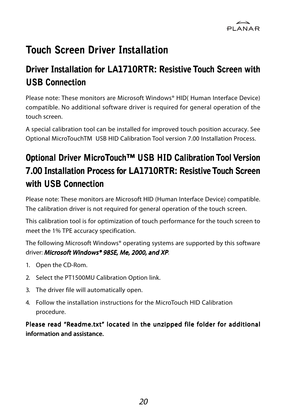 Planar LA1710RTR User Manual | Page 23 / 26