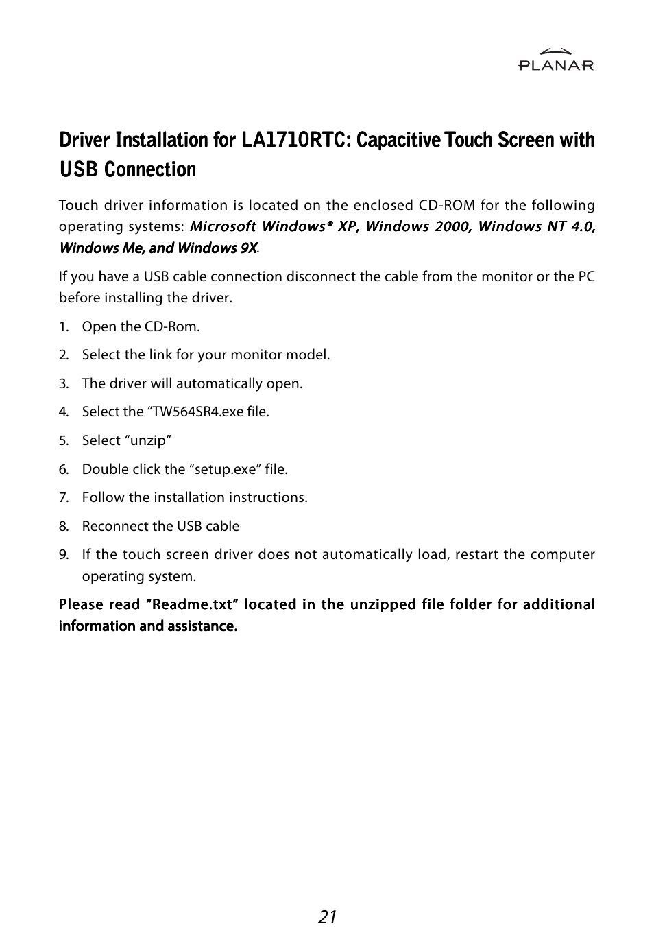 Planar LA1710RTR User Manual | Page 24 / 26
