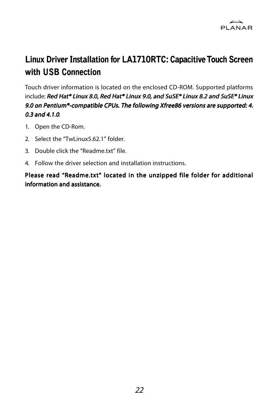 Planar LA1710RTR User Manual | Page 25 / 26