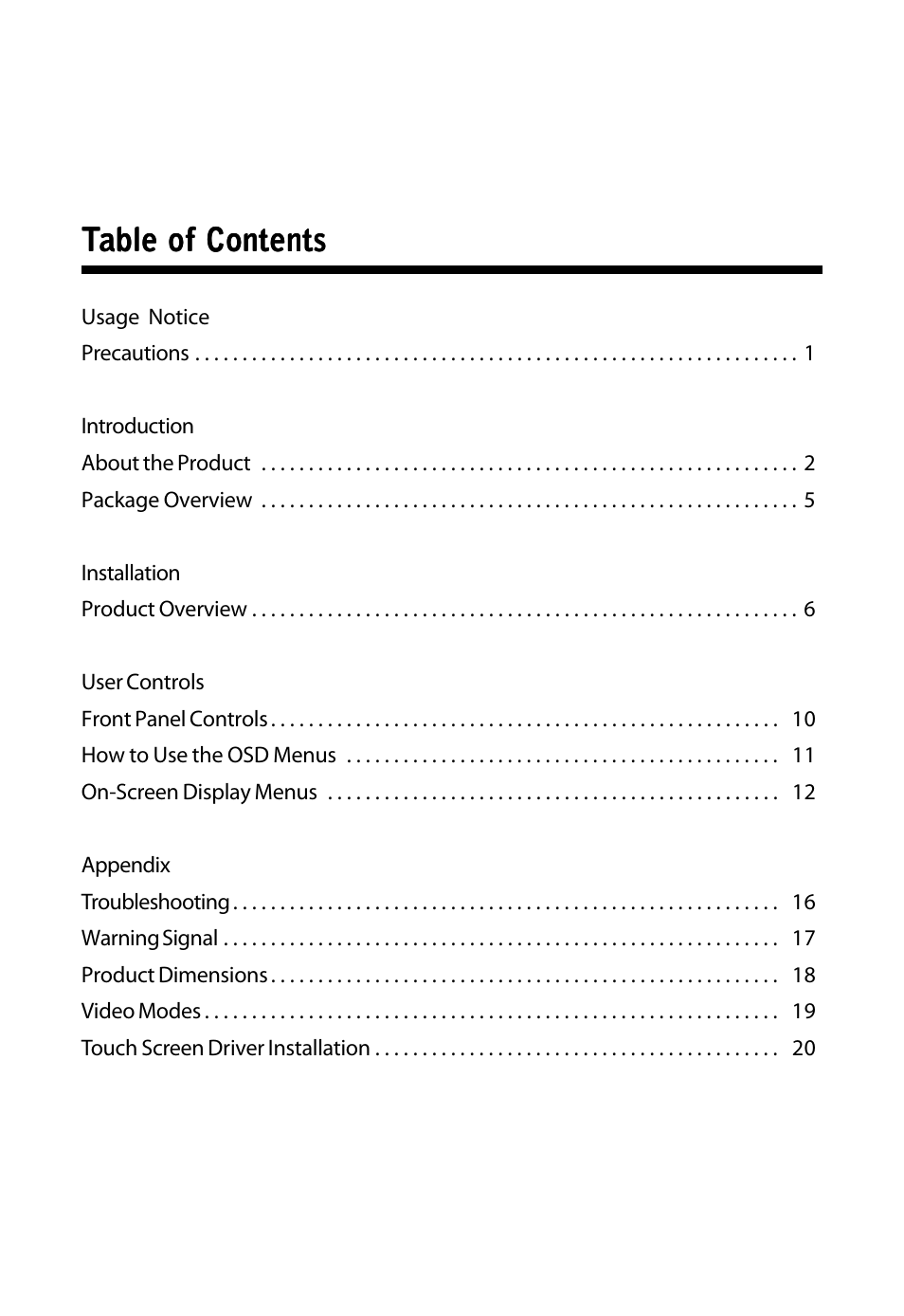 Planar LA1710RTR User Manual | Page 3 / 26