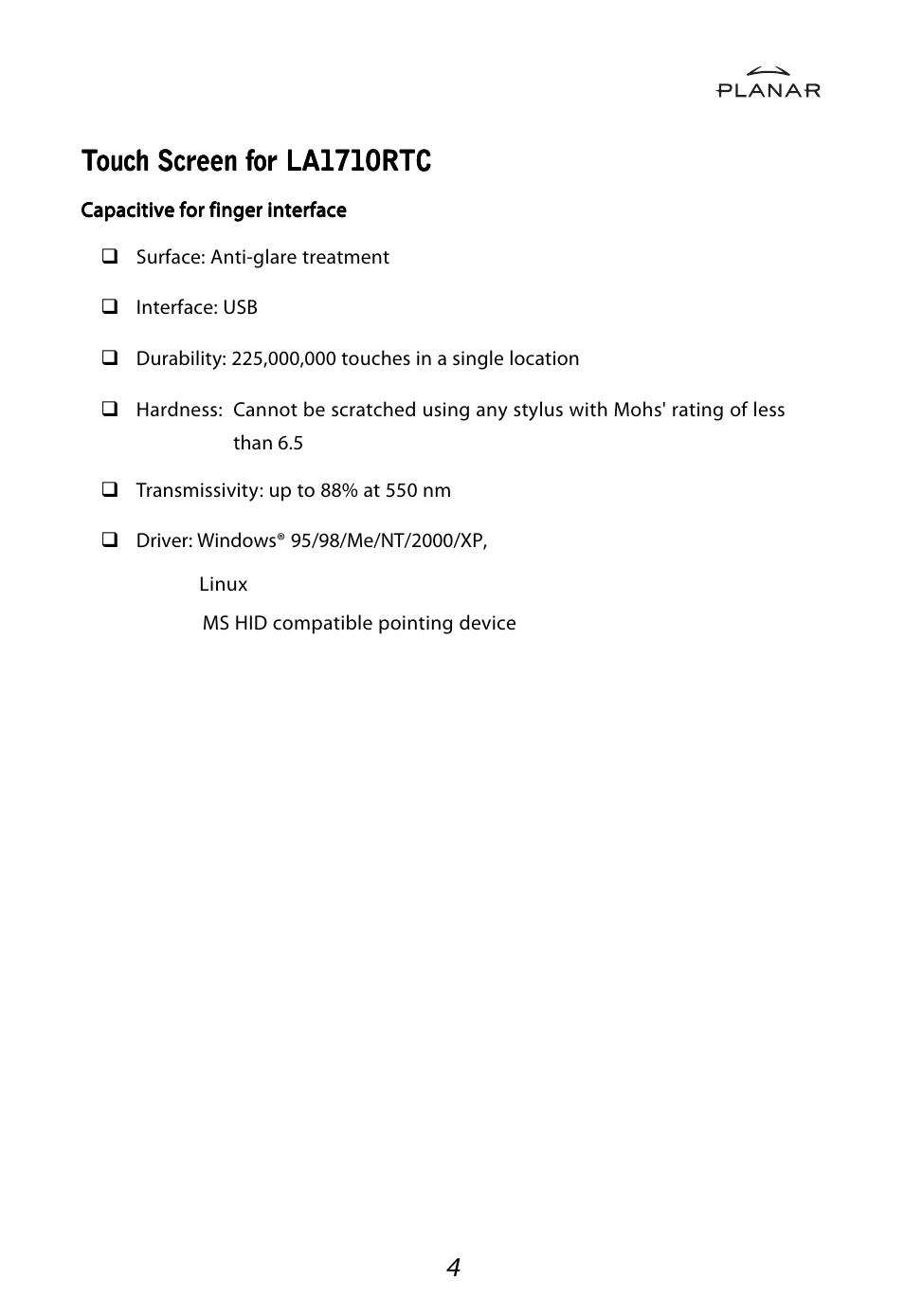 Planar LA1710RTR User Manual | Page 7 / 26