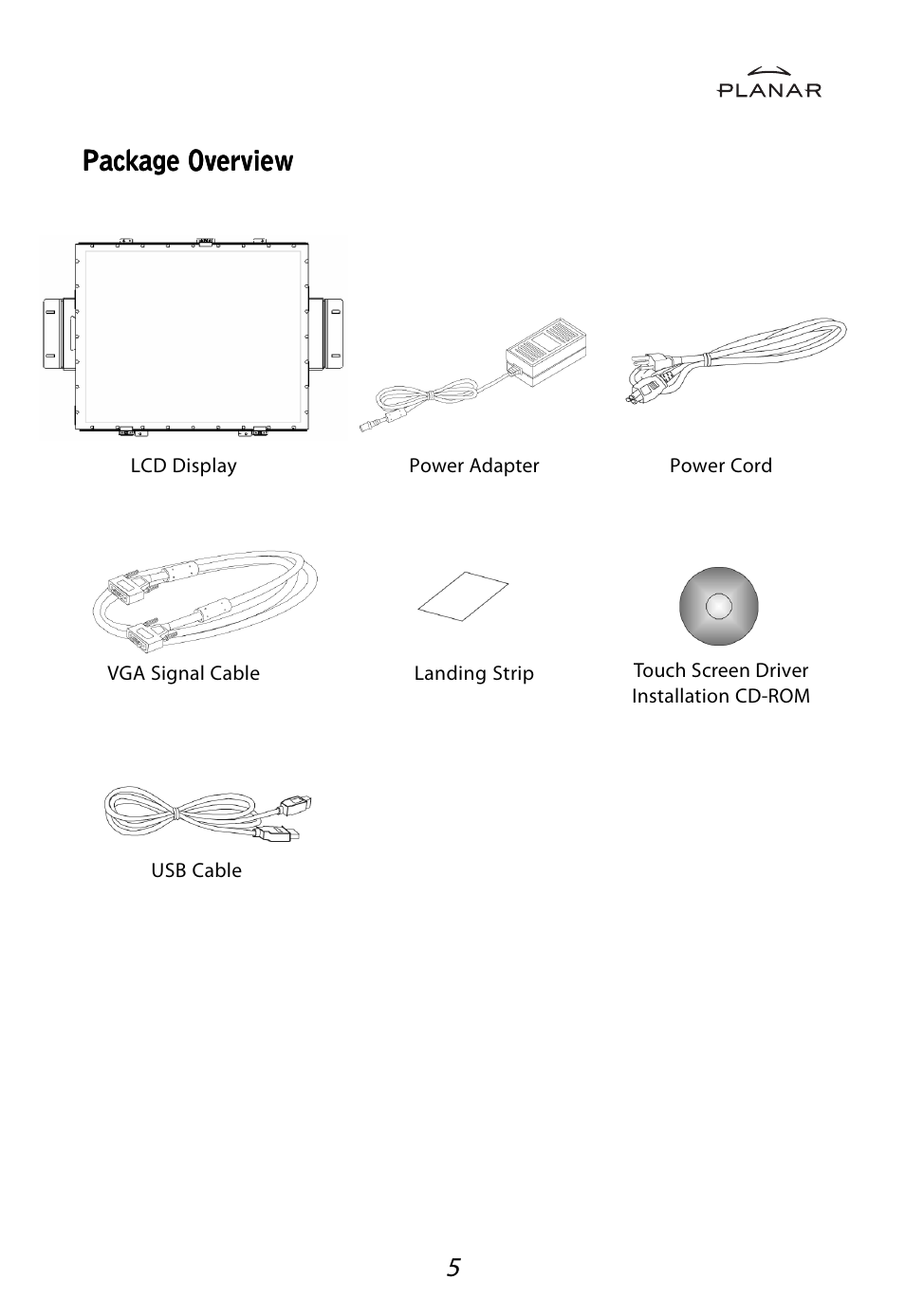 Package overview | Planar LA1710RTR User Manual | Page 8 / 26