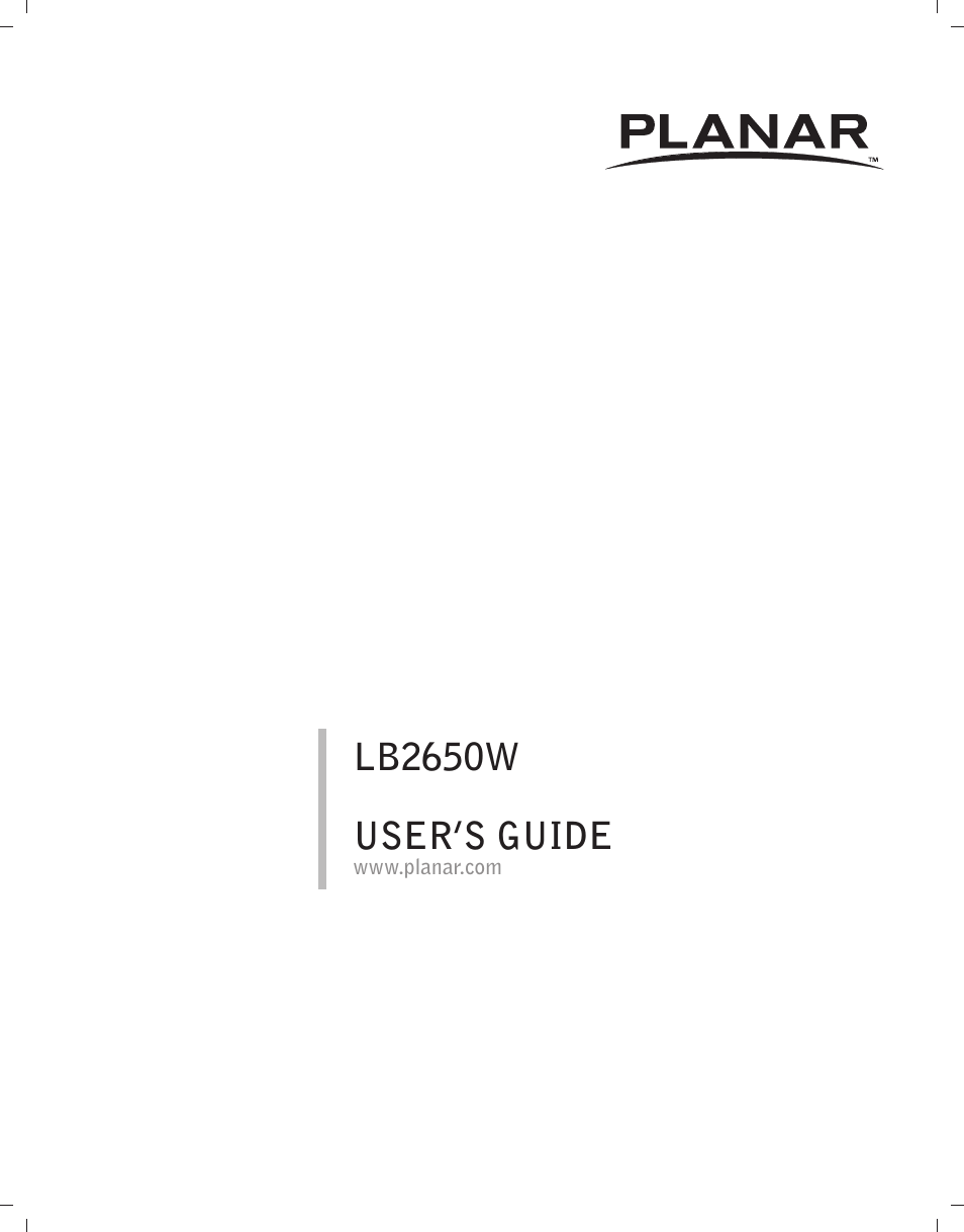 Planar LB2650W User Manual | 22 pages