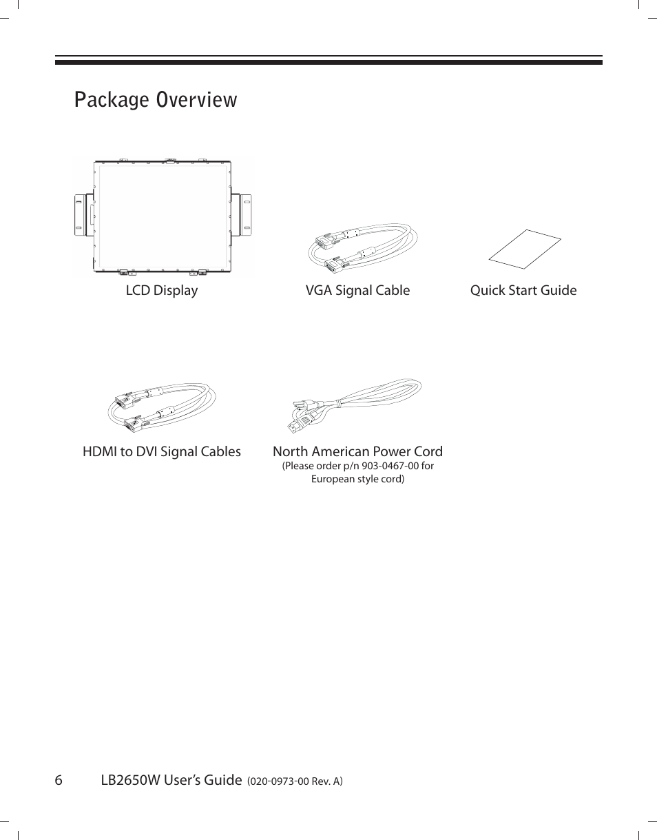 Package overview | Planar LB2650W User Manual | Page 6 / 22