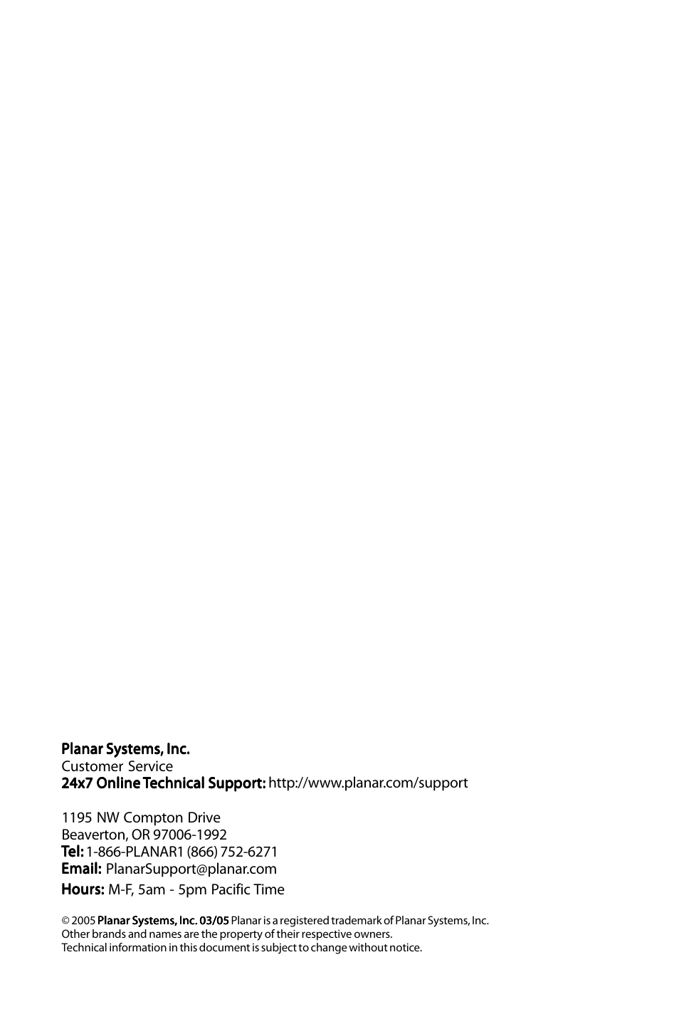 Planar PE171 User Manual | Page 13 / 13