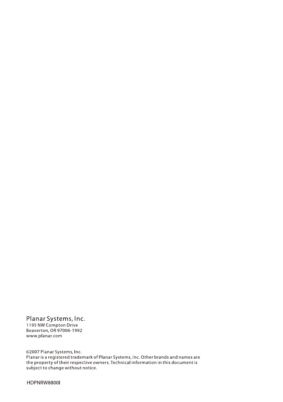 Planar PX2611W User Manual | Page 21 / 21